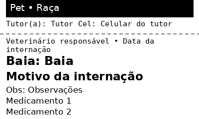 Modelo de etiqueta para baia de internação.