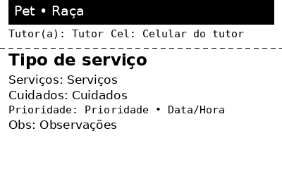 Modelo de etiqueta para banho e tosa.